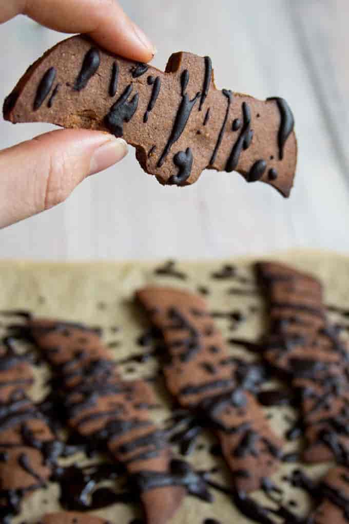 Halloween Chocolate Bat Cookies