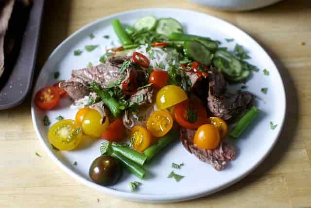 Garlic and Lime Steak with Noodle Salad