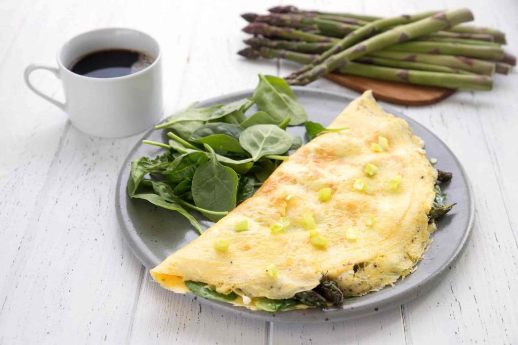 Spring Veggies and Goat Cheese Omelet