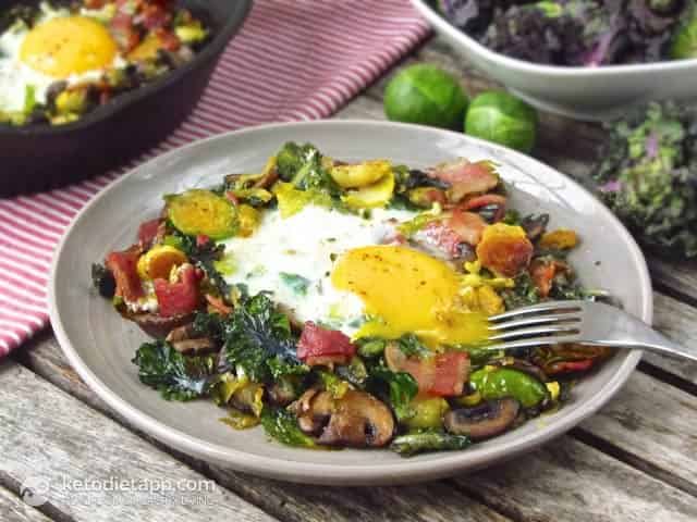 Brussels Sprout, Bacon and Egg Hash