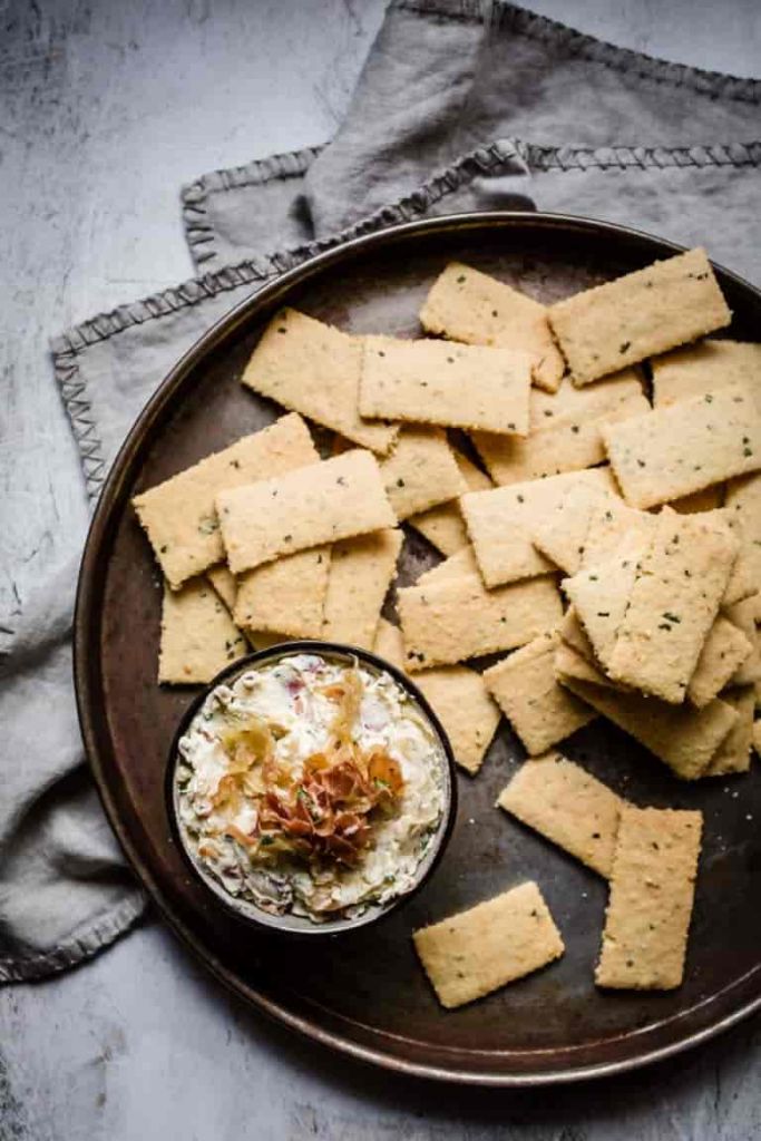 Parmesan Chive and Garlic Keto Crackers