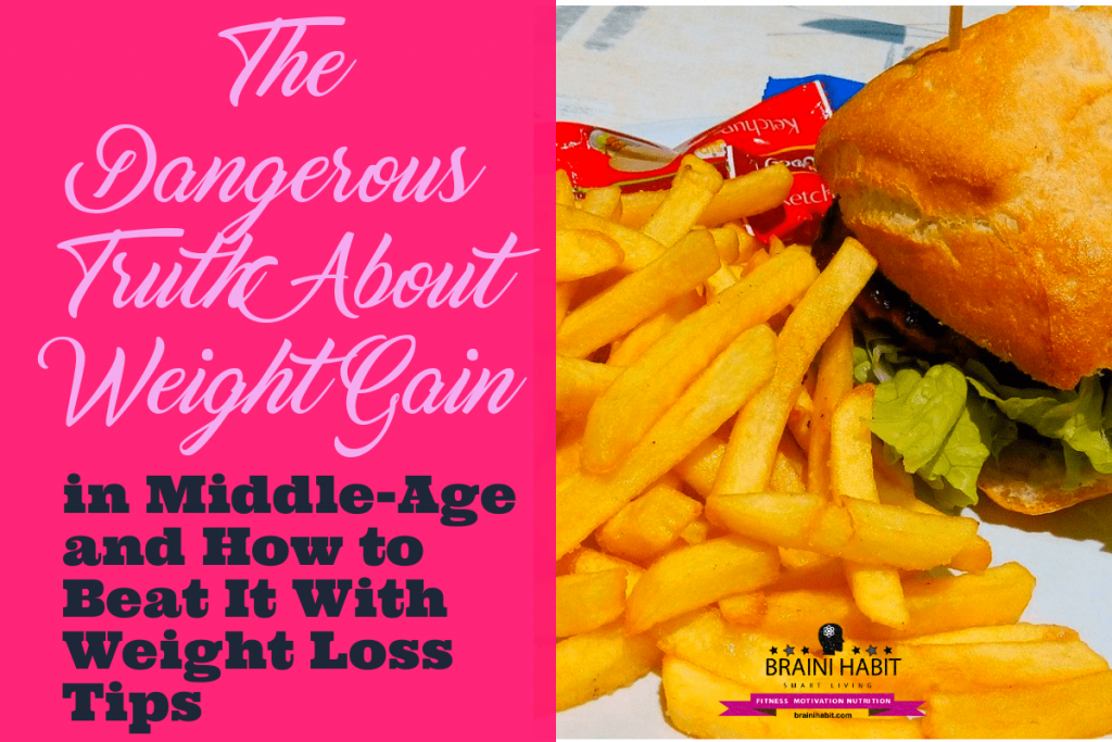 The Dangerous Truth About Weight Gain in Middle-Age and How to Beat It With Weight Loss Tips Furthermore, middle-age is a period when most women enter menopause. Because of the natural decrease in levels of estrogen, studies show that this period contributes to the accumulation of fat around the abdomen. #motivationloseweight #resistancetraining #weightlosstips #weightlosswomen